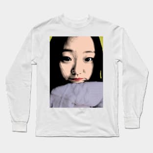 BEAUTIFUL FUNNY ASIAN GIRL POP ART COLOR Long Sleeve T-Shirt